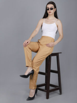 Women Everyday Cotton Pant | Color: Caramel Camel | Premium Quality, Front Pleated, 2 Deep Pockets, Half Elasticated with Drawstring | Rs 2800 for Pack of 8pc of S-5XL @ Rs 350 Per Pc | Size Refill Available