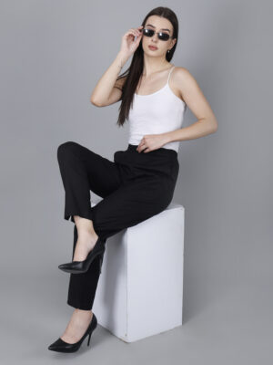 Women Everyday Cotton Pant | Color: Black | Premium Quality, Front Pleated, 2 Deep Pockets, Half Elasticated with Drawstring | Rs 2800 for Pack of 8pc of S-5XL @ Rs 350 Per Pc | Size Refill Available