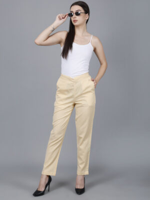 Women Everyday Cotton Pant | Color: Beige | Premium Quality, Front Pleated, 2 Deep Pockets, Half Elasticated with Drawstring | Rs 2800 for Pack of 8pc of S-5XL @ Rs 350 Per Pc | Size Refill Available