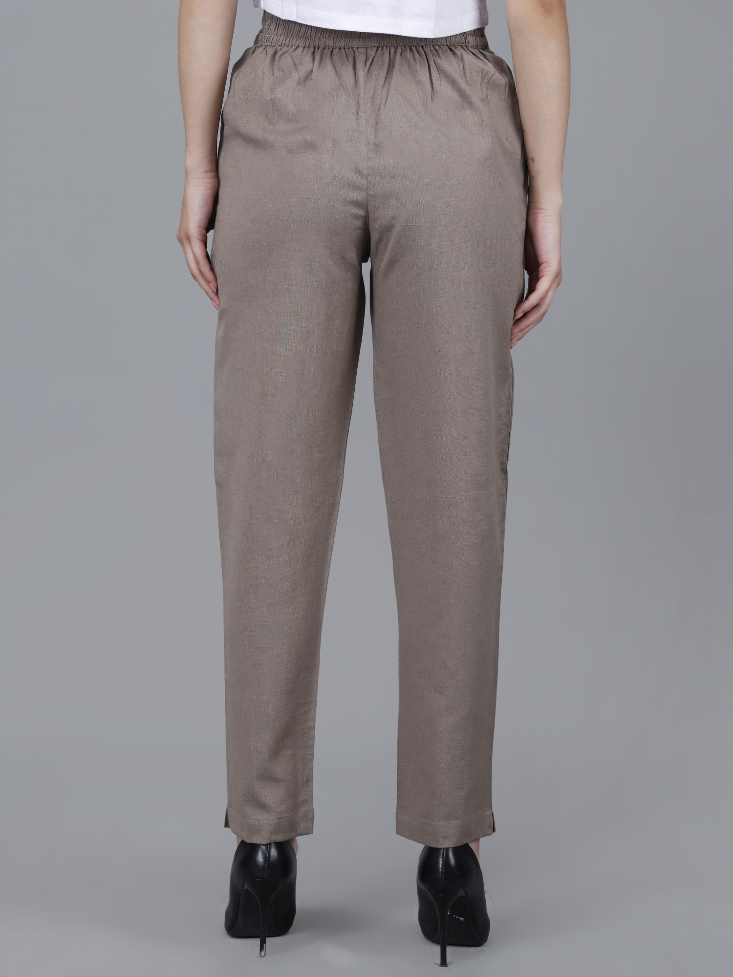 Women Everyday Cotton Pant | Color: Cement Grey | Premium Quality, Front Pleated, 2 Deep Pockets, Half Elasticated with Drawstring | Rs 2800 for Pack of 8pc of S-5XL @ Rs 350 Per Pc | Size Refill Available - Image 6