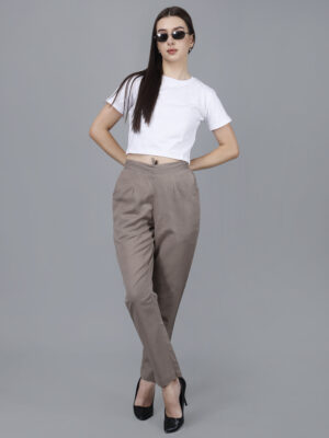 Women Everyday Cotton Pant | Color: Cement Grey | Premium Quality, Front Pleated, 2 Deep Pockets, Half Elasticated with Drawstring | Rs 2800 for Pack of 8pc of S-5XL @ Rs 350 Per Pc | Size Refill Available