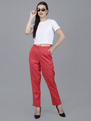 Women Everyday Cotton Pant | Color: Coral | Premium Quality, Front Pleated, 2 Deep Pockets, Half Elasticated with Drawstring | Rs 2800 for Pack of 8pc of S-5XL @ Rs 350 Per Pc | Size Refill Available