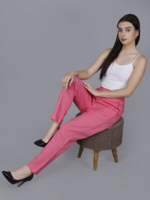 Women Everyday Cotton Pant | Color: Flamingo Pink | Premium Quality, Front Pleated, 2 Deep Pockets, Half Elasticated with Drawstring | Rs 2800 for Pack of 8pc of S-5XL @ Rs 350 Per Pc | Size Refill Available