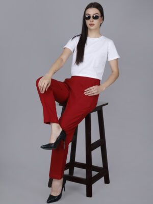 Women Everyday Cotton Pant | Color: Maroon | Premium Quality, Front Pleated, 2 Deep Pockets, Half Elasticated with Drawstring | Rs 2800 for Pack of 8pc of S-5XL @ Rs 350 Per Pc | Size Refill Available