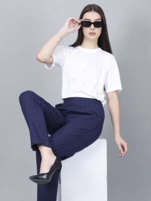Women Everyday Cotton Pant | Color: Navy Blue | Premium Quality, Front Pleated, 2 Deep Pockets, Half Elasticated with Drawstring | Rs 2800 for Pack of 8pc of S-5XL @ Rs 350 Per Pc | Size Refill Available