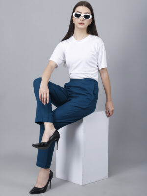 Women Everyday Cotton Pant | Color: TealBlue | Premium Quality, Front Pleated, 2 Deep Pockets, Half Elasticated with Drawstring | Rs 2800 for Pack of 8pc of S-5XL @ Rs 350 Per Pc | Size Refill Available