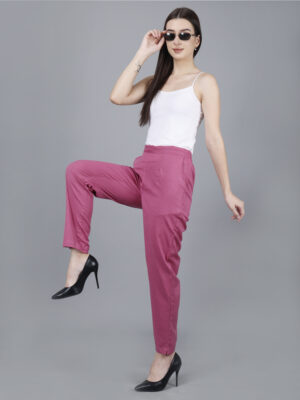 Women Everyday Cotton Pant | Color: Rose Taupe | Premium Quality, Front Pleated, 2 Deep Pockets, Half Elasticated with Drawstring | Rs 2800 for Pack of 8pc of S-5XL @ Rs 350 Per Pc | Size Refill Available