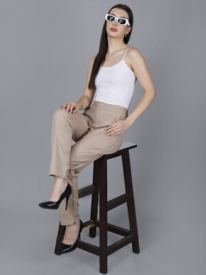 Women Everyday Cotton Pant | Color: Skin Khakhi | Premium Quality, Front Pleated, 2 Deep Pockets, Half Elasticated with Drawstring | Rs 2800 for Pack of 8pc of S-5XL @ Rs 350 Per Pc | Size Refill Available