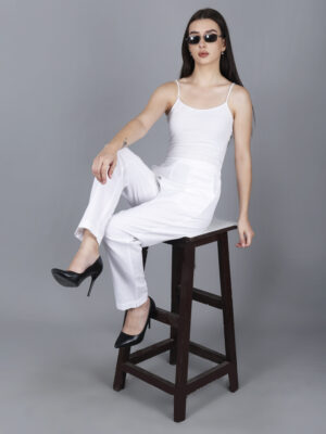 Women Everyday Cotton Pant | Color: White | Premium Quality, Front Pleated, 2 Deep Pockets, Half Elasticated with Drawstring | Rs 2800 for Pack of 8pc of S-5XL @ Rs 350 Per Pc | Size Refill Available