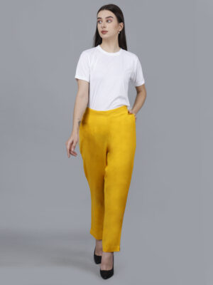 Women Everyday Cotton Pant | Color: Yellow | Premium Quality, Front Pleated, 2 Deep Pockets, Half Elasticated with Drawstring | Rs 2800 for Pack of 8pc of S-5XL @ Rs 350 Per Pc | Size Refill Available