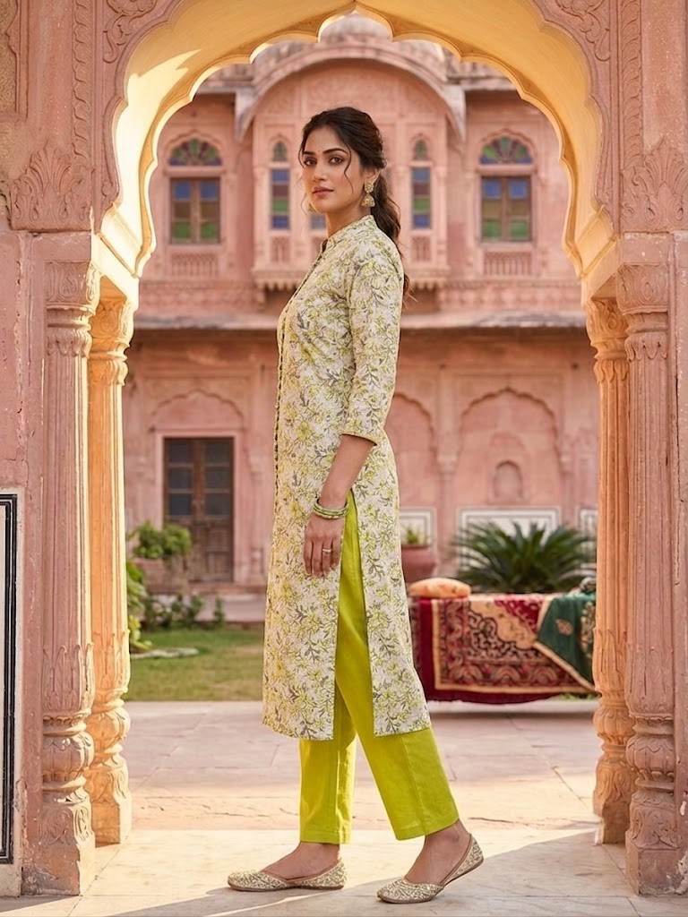 Chicken Embroidery Kurta Pant in Jaipuri Cotton Cambric Fabric | Rs 695 Per Pc X 5 Pc (S+M+L+XL+2XL) = Rs 3475 per Pack - Image 3