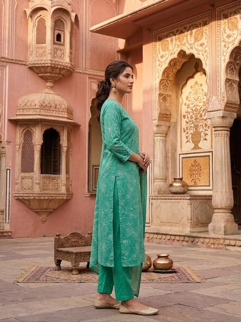 Women's Cotton Cambric 60X60 Printed Kurta Pant With Dupatta Manufacturer Wholesale in Jaipur
