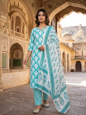 Printed Kurta With Pant And Dupatta Manufacturer Wholesale in Jaipur