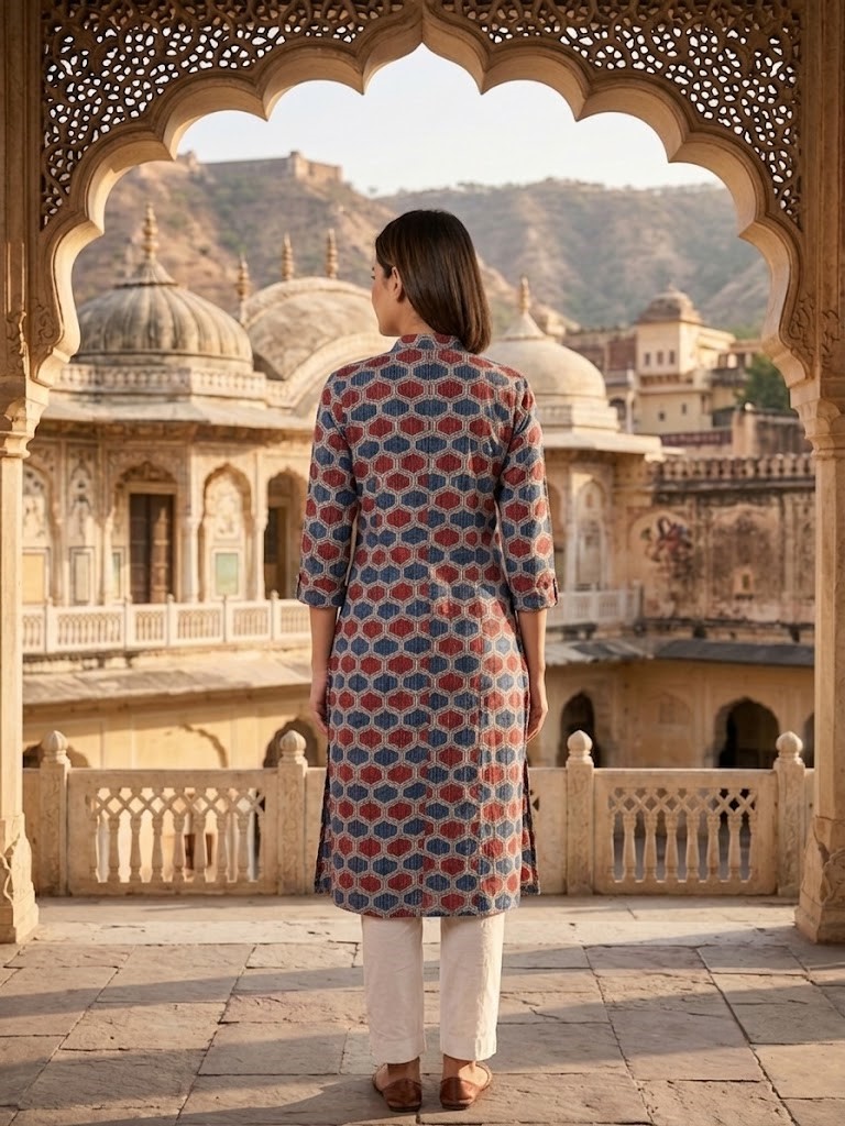 Aline Kurta in Jaipuri Cotton Cambric Fabric | Rs 395 Per Pc X 5 Pc (S+M+L+XL+2XL) = Rs 1975 per Pack - Image 2