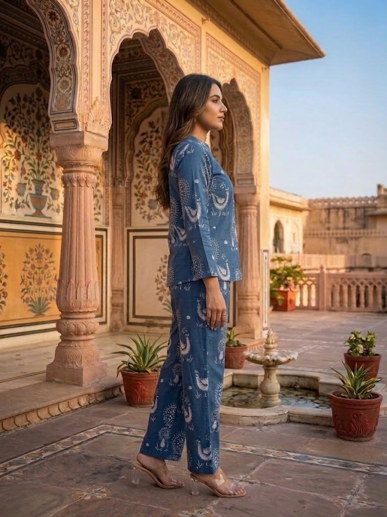Co-ord Set With Palazzo in Jaipuri Cotton Cambric Fabric | Rs 550 Per Pc X 4 Pc (S+M+L+XL) = Rs 2200 per Pack - Image 3