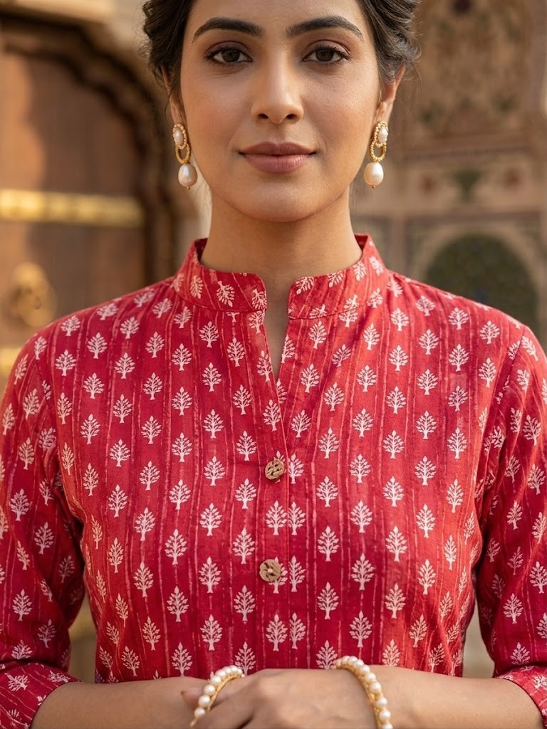 Aline Kurta in Jaipuri Cotton Cambric Fabric | Rs 395 Per Pc X 5 Pc (S+M+L+XL+2XL) = Rs 1975 per Pack - Image 2