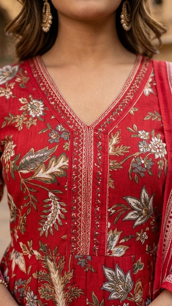 Women's Cotton 60X60 Floral Printed Anarkali Kurta Pant With Dupatta Manufacturer Wholesale in Jaipur