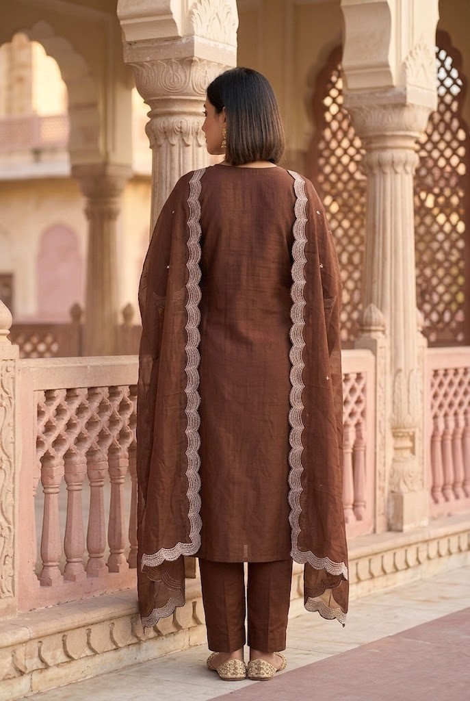 Women's Cotton Cambric 60X60 Solid Kurta Pant With Embroidered Dupatta Manufacturer Wholesale in Jaipur
