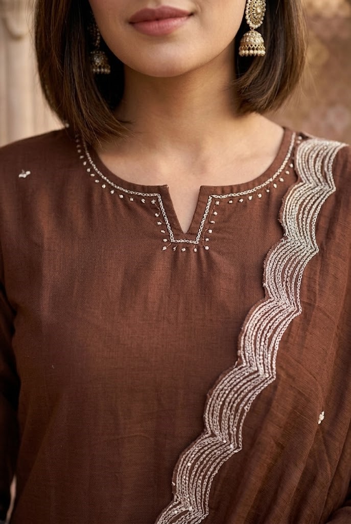 Women's Cotton Cambric 60X60 Solid Kurta Pant With Embroidered Dupatta Manufacturer Wholesale in Jaipur