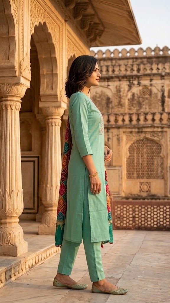 Women's Cotton Slub Embroidered Kurta Pant With Dupatta Manufacturer Wholesale in Jaipur