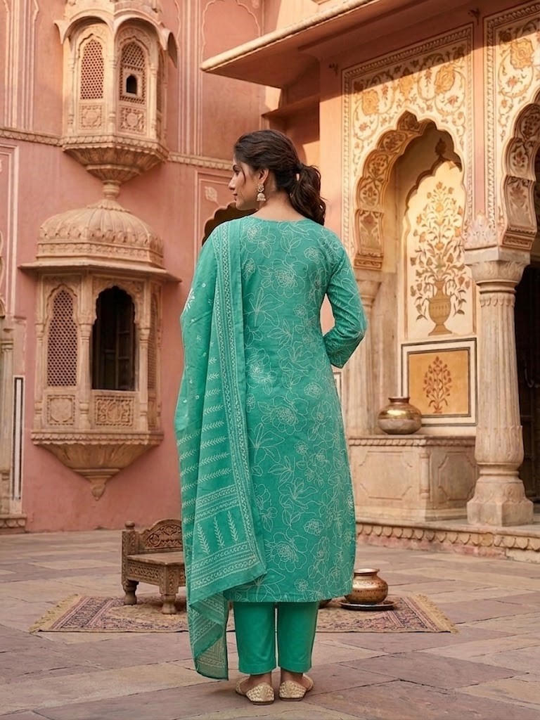 Women's Cotton Cambric 60X60 Printed Kurta Pant With Dupatta Manufacturer Wholesale in Jaipur