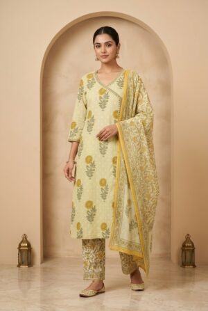 Women's Cotton Floral Printed Kurta Dupatta Pant Manufacturer Wholesale in Jaipur