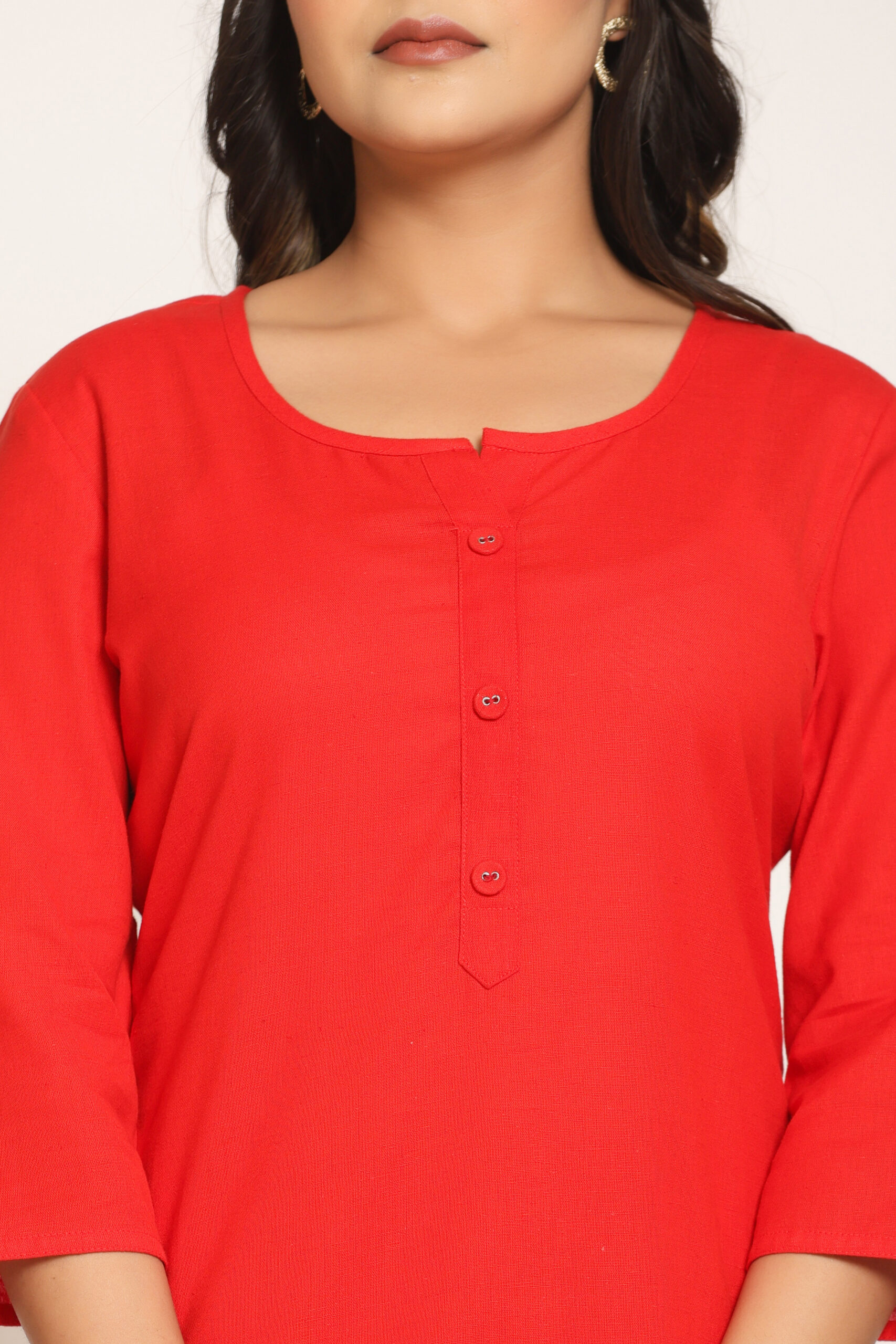 Women's Solid Red Cotton Flex Short Kurti Manufacturer Wholesale in Jaipur